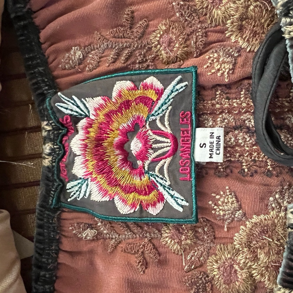 Johnny Was Green and Brown Embroidered Blouse - Picture 3 of 5